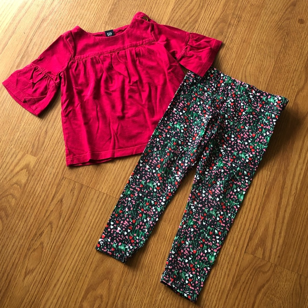 Baby Gap Floral Print Leggings with Match Bell Top